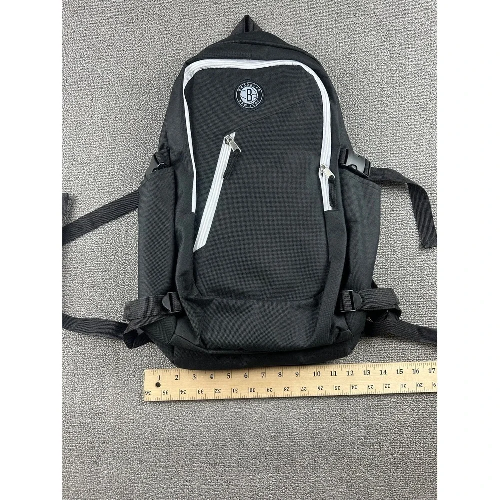 Brooklyn Nets NBA Backpack Men Black Laptop Zip Adjustable Travel Sporty Outdoor